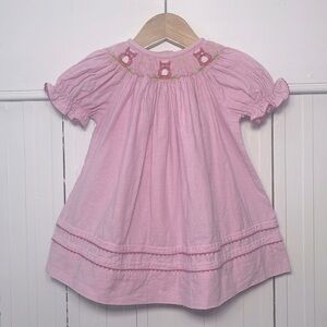 VIVE LA FETE 100% Cotton Pink Gingham Smocked Owl Dress